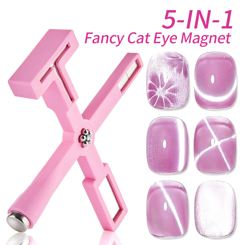 Nail Art Maroon - 5 in 1パターンネイルマグネットキャッツアイエフェクトサイドライトハーフムーンデイジーフラワーフレンチネイルUVアトラクションマグネットマニキュアネイルツール