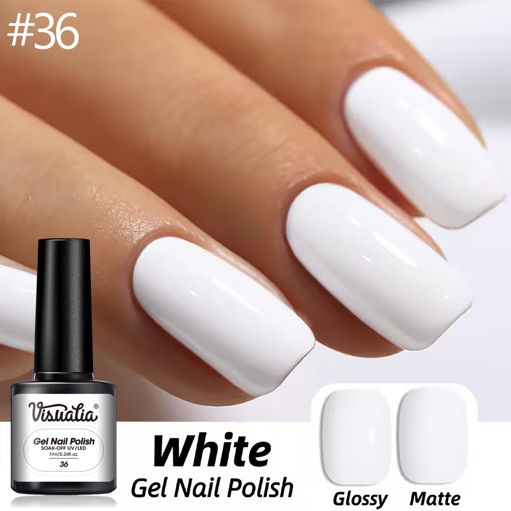 Nail Art Natural Simple - ビスアティア # 36番ピュアホワイトネイルジェル 7ml、UV-LED対応の取り外し可能な光線療法ジェル。 サロン品質の白いソリッドネイルポリッシュで、初心者でも簡単に塗ることができ、自然な爪の表面をカバーします。 シンプルな単色に最適であり、ペイントや色の混合にも適しているため、ネイルアート愛好家にとって最高の選択肢です。
