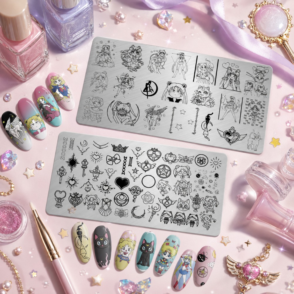 セーラームーンアニメネイルスタンピングプレート、かわいい漫画 - Nail Art Maroon のレビューと価格