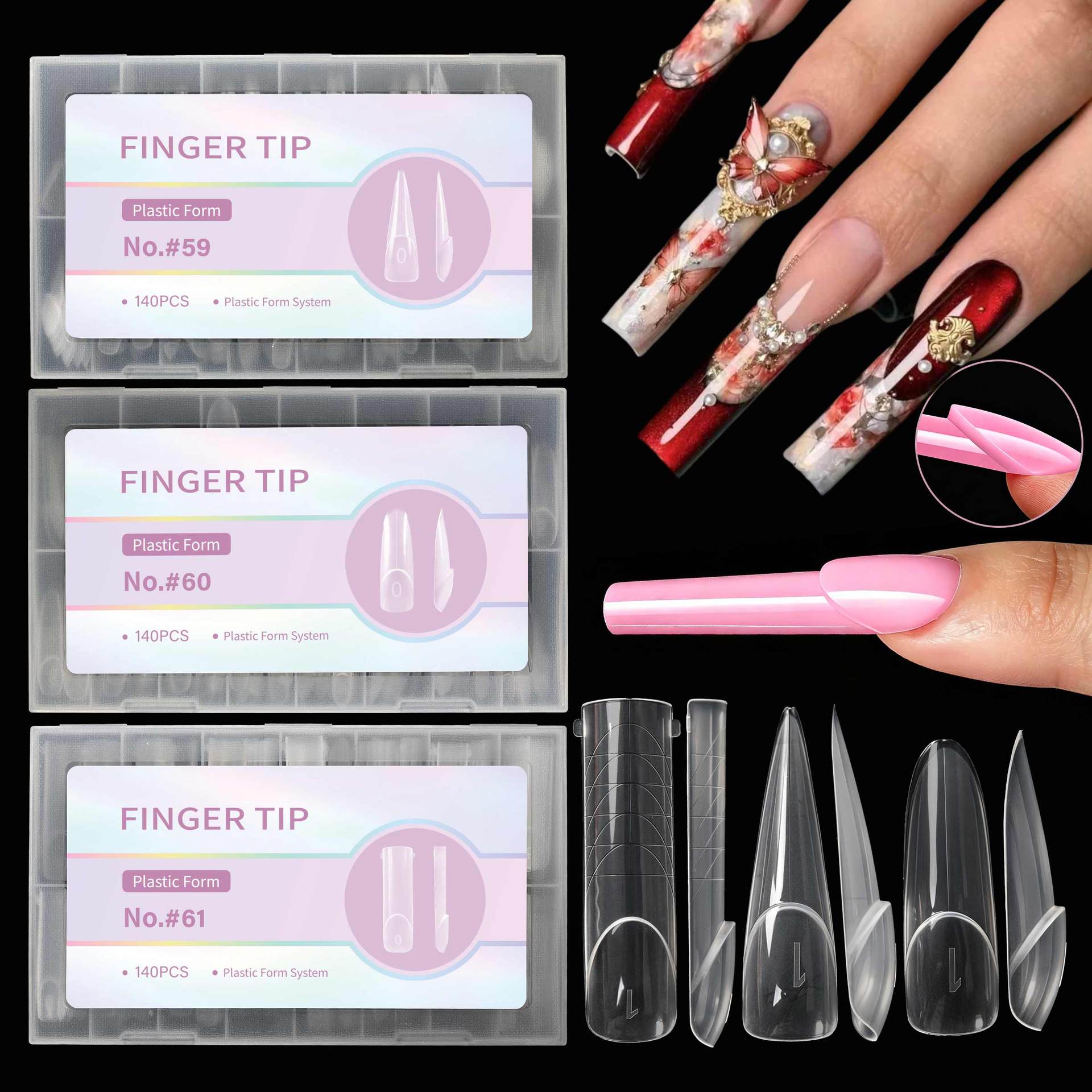 140個入り フラットエッジネイルエクステンションチップ、ピ - Nail Art Denim のレビューと価格