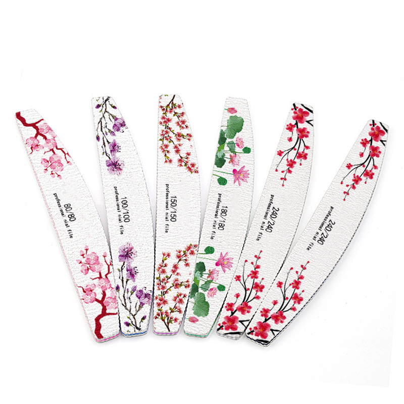 50 個 80-240 グリットハーフムーン爪やすりフラワー - Nail Art Maroon のレビューと価格