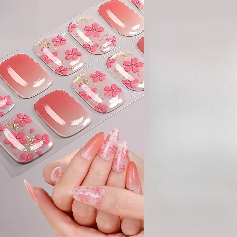 ピンクホワイトグラデーションネイルステッカー、ナチュラルヌー - Nail Art Natural Simple のレビューと価格
