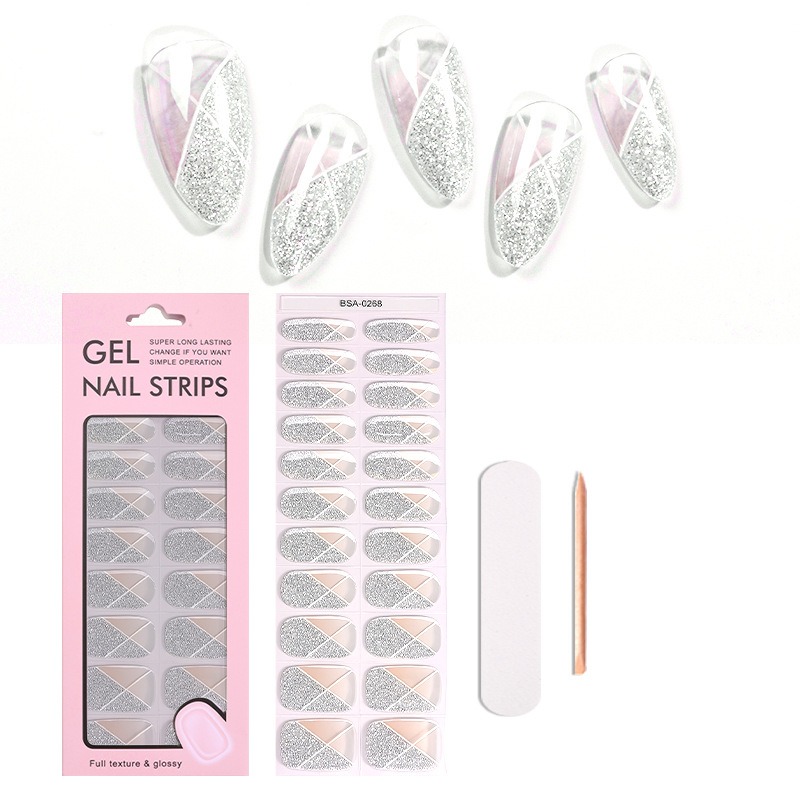 ピンクホワイトグラデーションネイルステッカー、ナチュラルヌー - Nail Art Natural Simple のレビューと価格