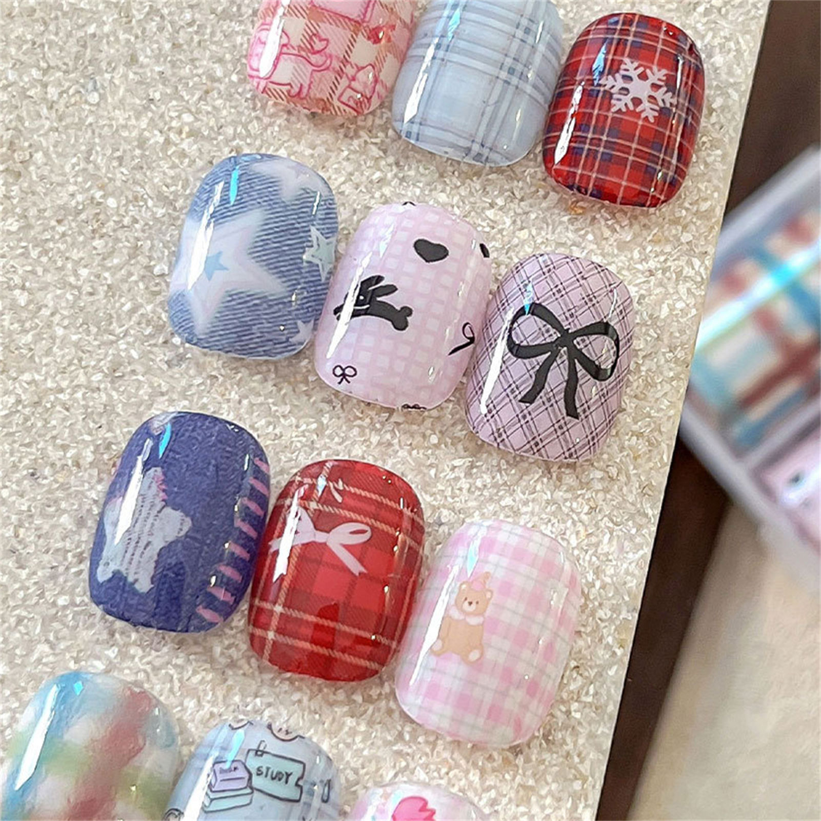 10 ロール韓国ネイル箔転写紙ステッカーチェック柄スライダー - Nail Art Denim のレビューと価格