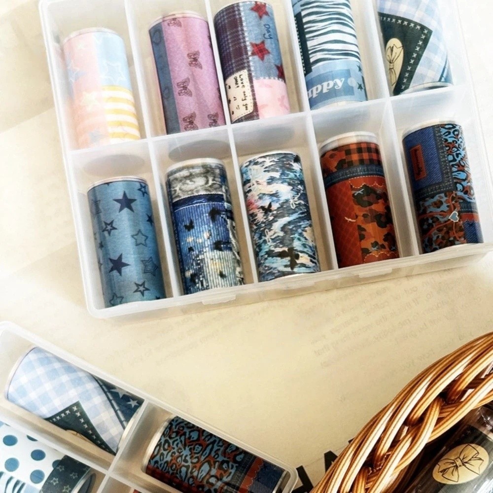 10 ロールカラフルなネイル箔転写紙チェック柄 DIY ネイ - Nail Art Denim のレビューと価格