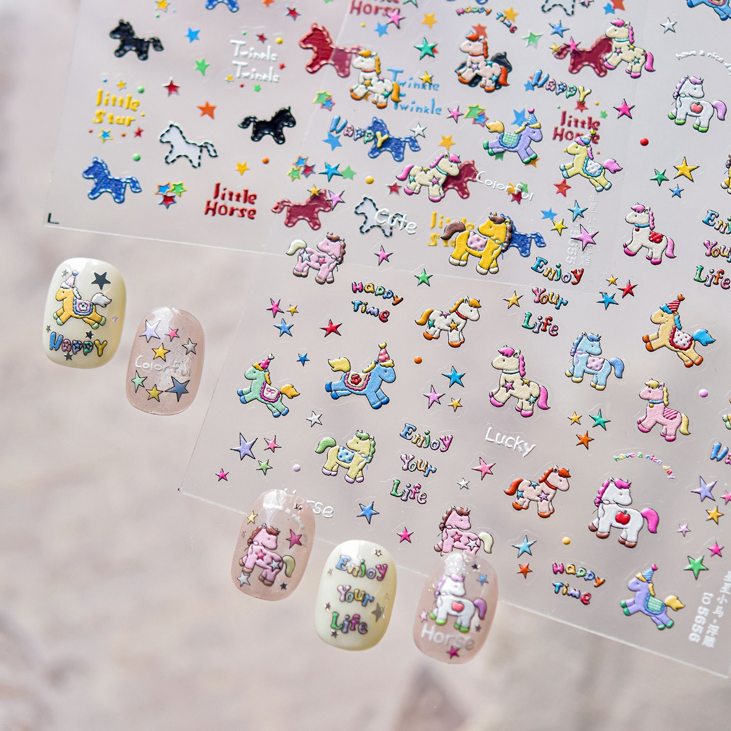 レトロデニムポニー馬パッチワーク五芒星ボタンラブハートスター - Nail Art Denim のレビューと価格