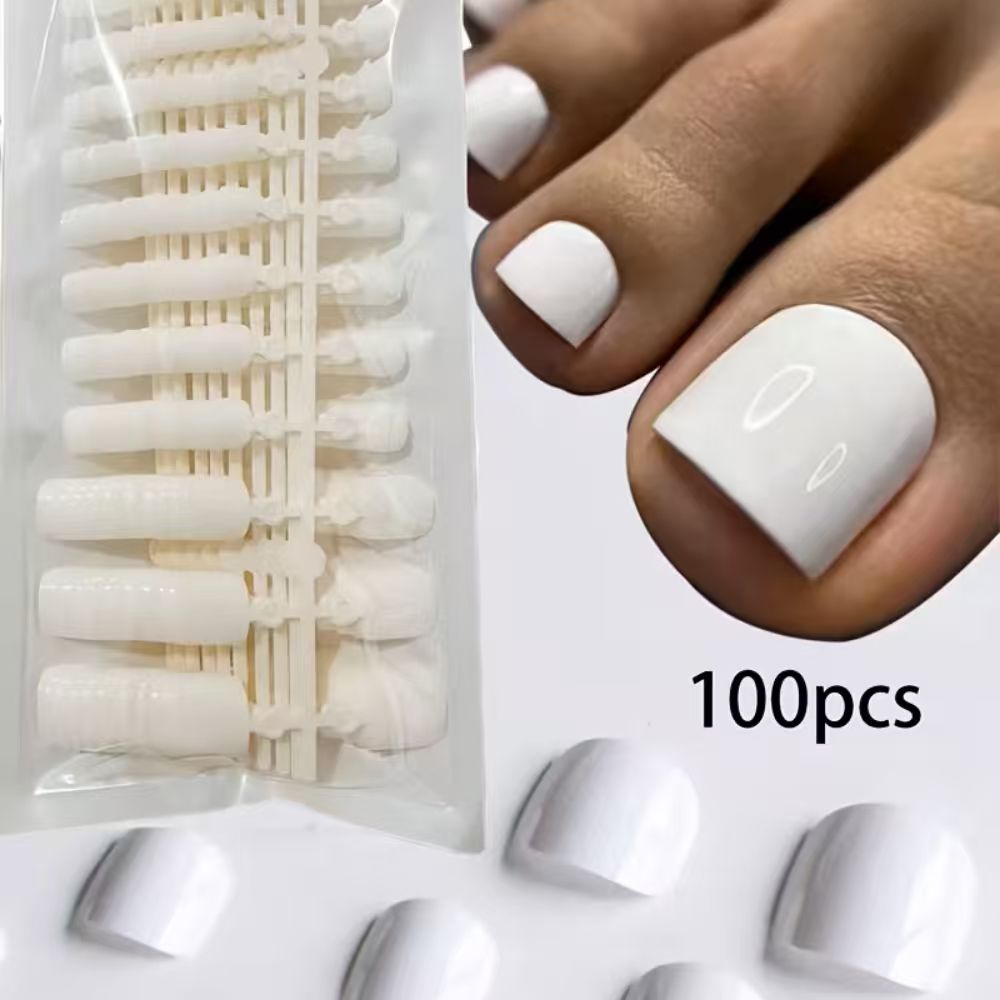 100枚入り/箱 フレンチチップ つけ爪 ホワイトカラー シ - Press On Nail Set のレビューと価格
