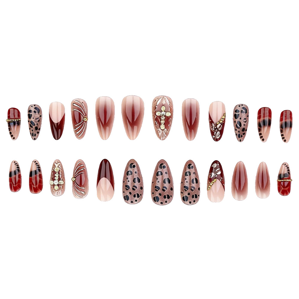 女性用ミディアムサイズのフェイクネイル、グラデーションコーヒ - Press On Nail Set のレビューと価格