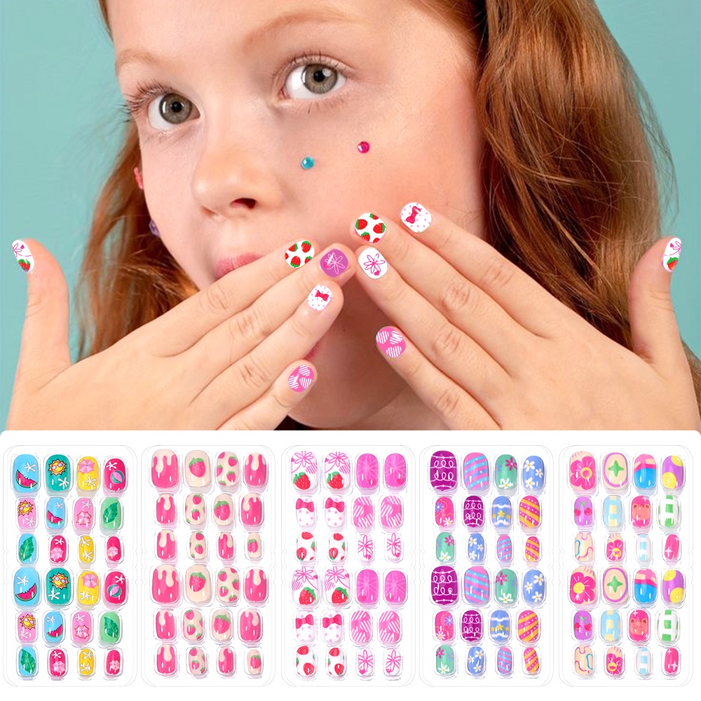 120 個 5 セットキャンディーキッズプレスオンネイル子供 - Press On Nail Set のレビューと価格