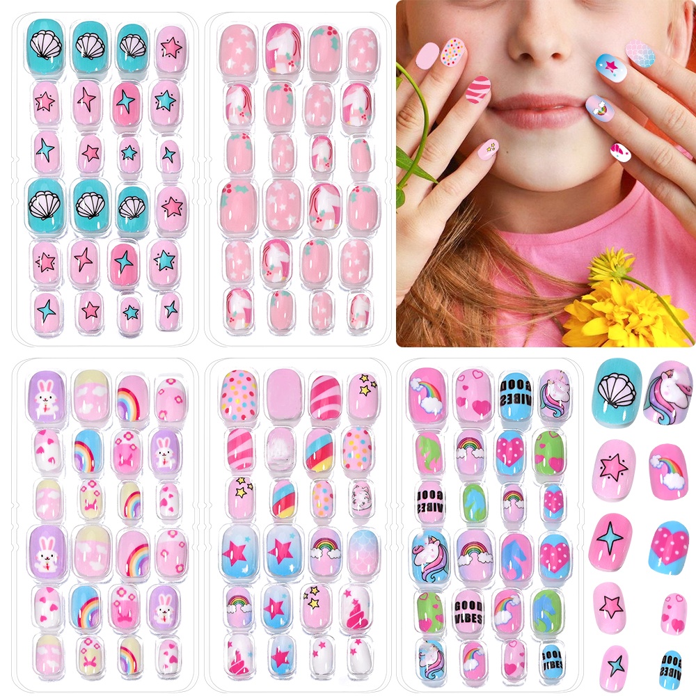 120 個 5 セットキャンディーキッズプレスオンネイル子供 - Press On Nail Set のレビューと価格