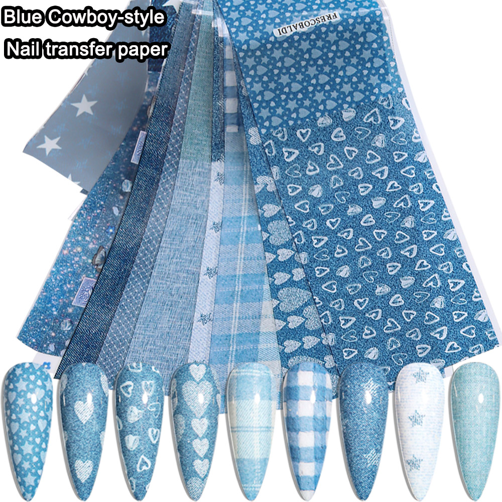 インス風パッチワークスタイルデニムネイルアート転写紙、キュー - Nail Art Denim のレビューと価格
