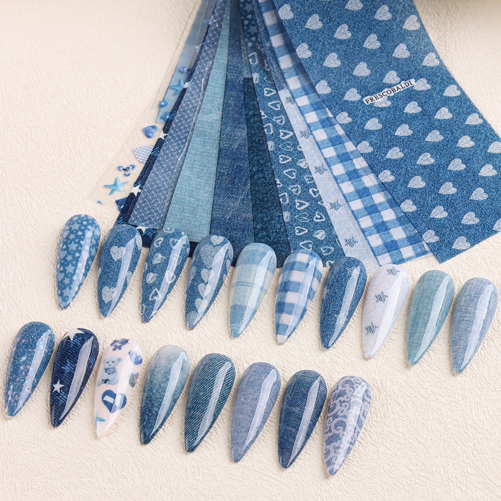 インス風パッチワークスタイルデニムネイルアート転写紙、キュー - Nail Art Denim のレビューと価格