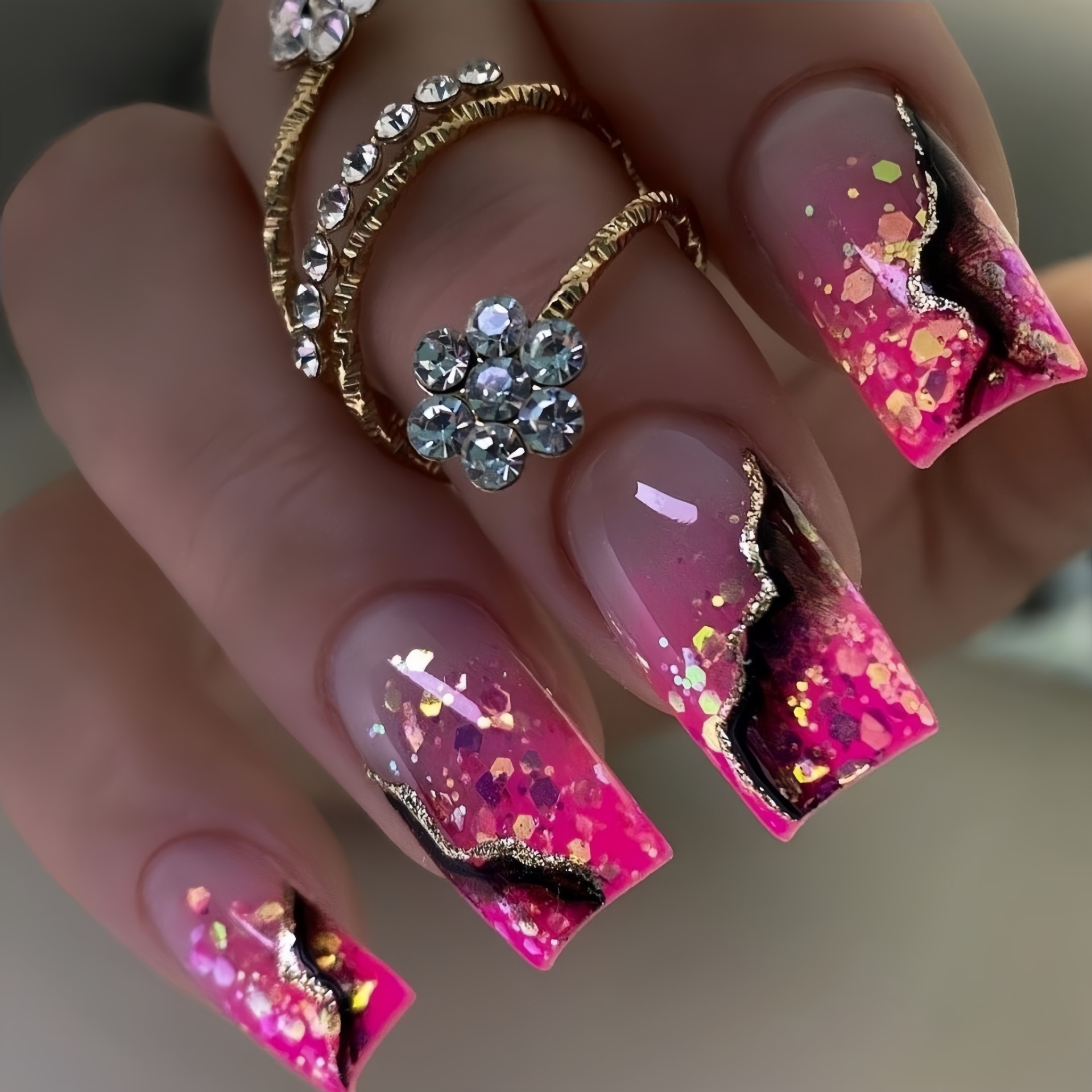 女性・女の子向けミディアムサイズのフェイクネイル、グラデーシ - Press On Nail Set のレビューと価格